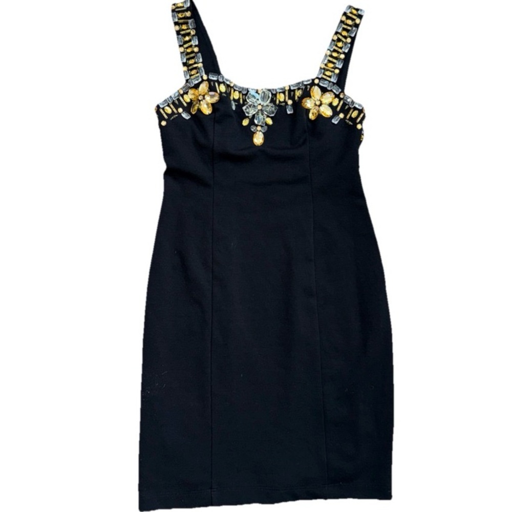 Boston Proper Muse Black and Gold Embellished Beaded Mini Dress Women’s size 4